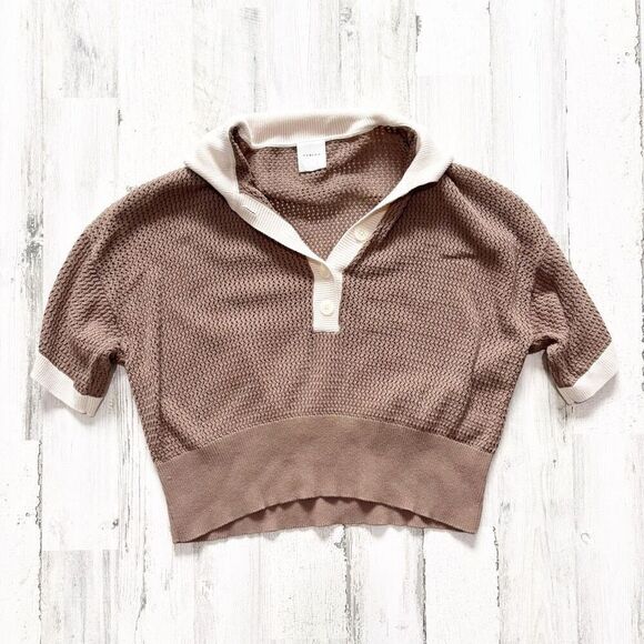Varley Finch Knit Polo - Taupe Stone/ Whitecap Size XL - Picture 3 of 6